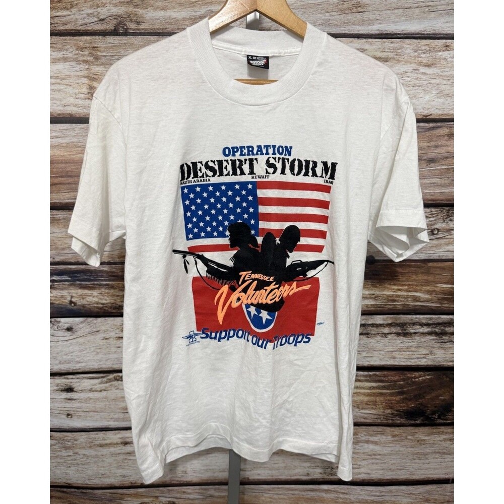 Vintage Operation Desert Storm Shirt Mens XLarge White Tennessee Volunteers